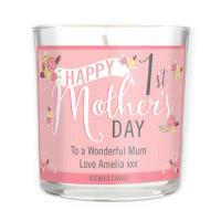 Personalised Floral Bouquet 1st Mothers Day Scented Jar Candle Extra Image 3 Preview